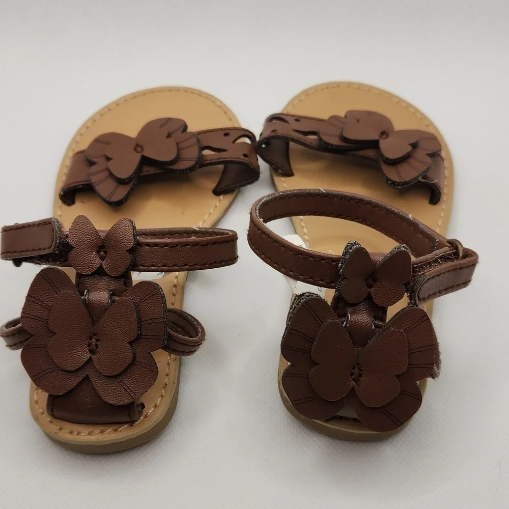 CRAZY 8 Brown Butterfly Thong Sandals Size 7
